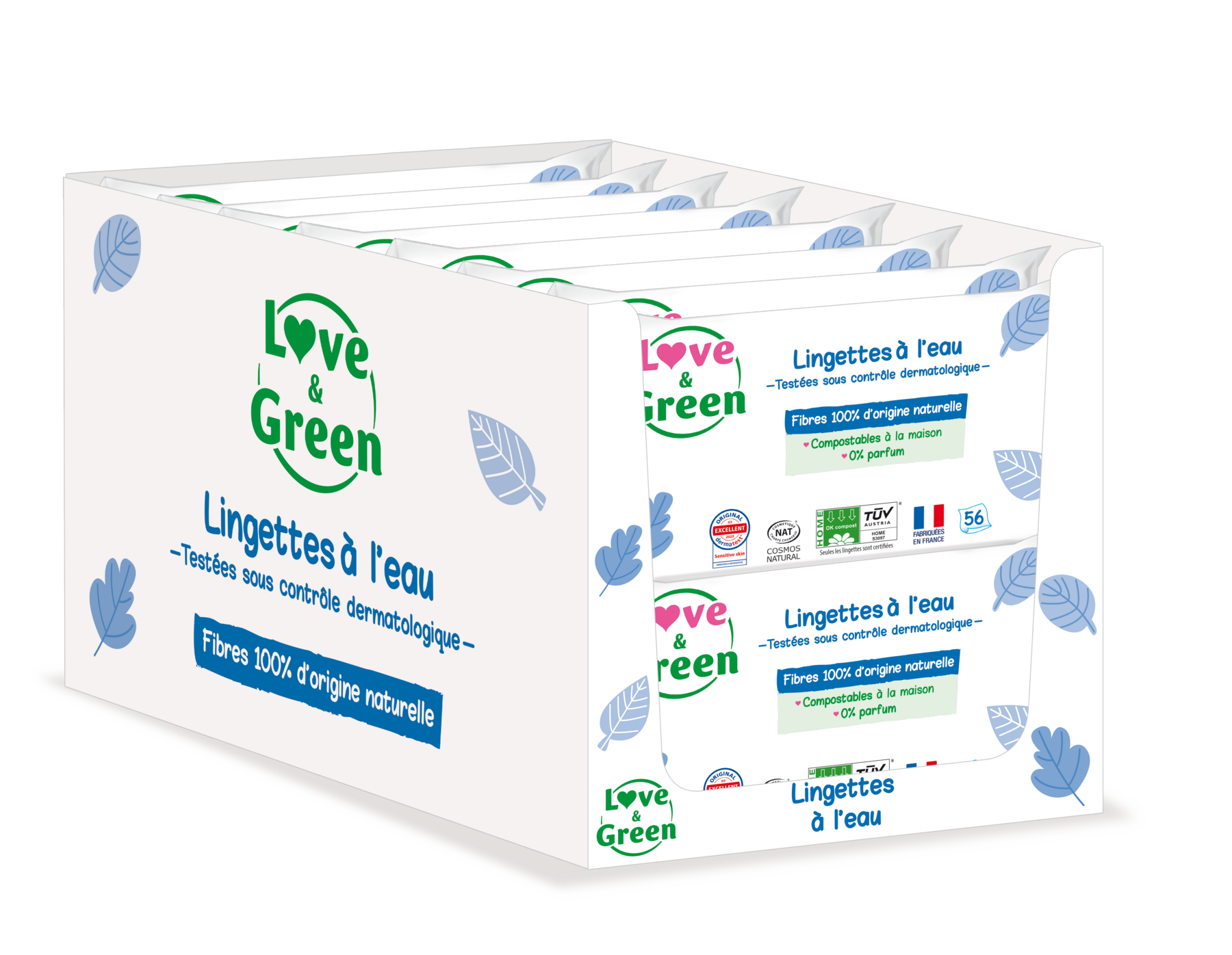 Eco-Friendly Water Baby Wipes - 100% Naturally Derived Fibres - 56 Wipes