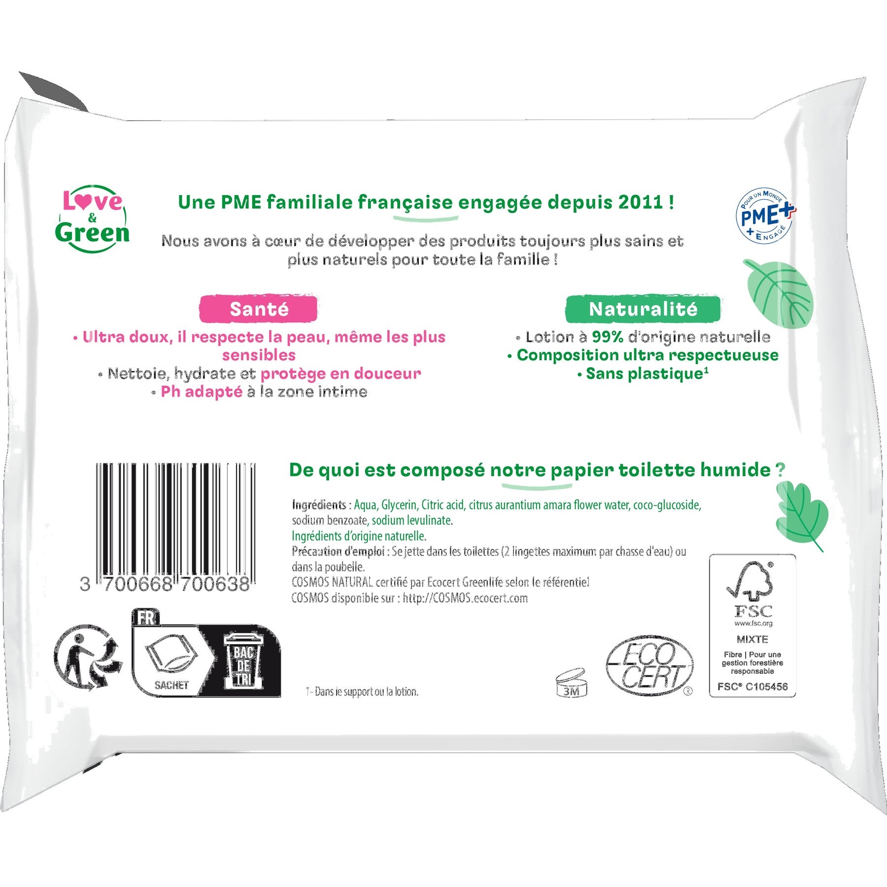 Lingettes Toilettes Écologiques - Fibres 100% D'Origine Naturelle - 55 Lingettes