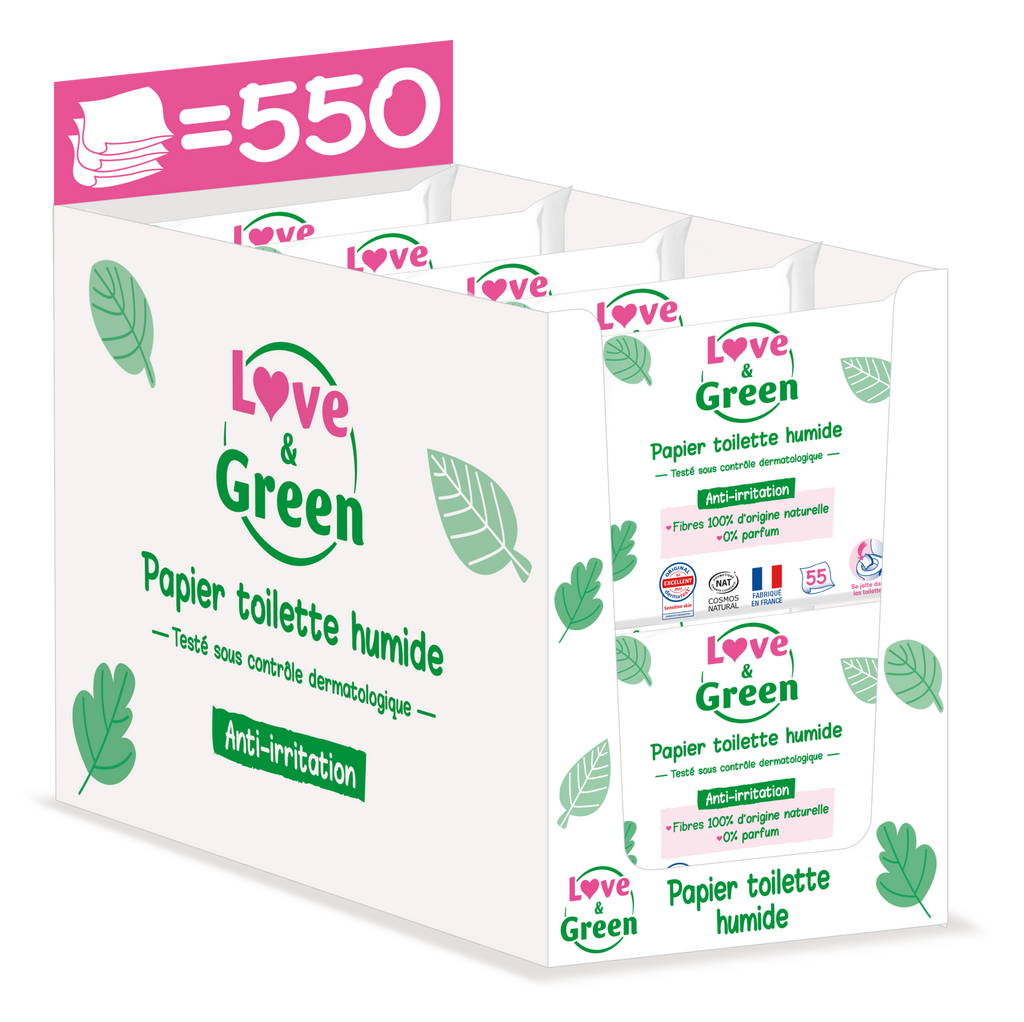 Lingettes Toilettes Écologiques - Fibres 100% D'Origine Naturelle - 55 Lingettes