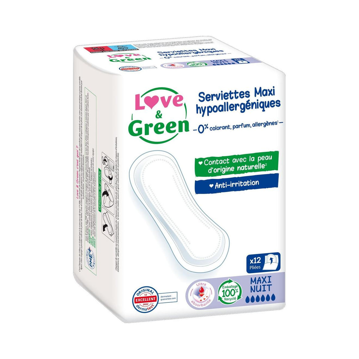 Assorbenti Ipoallergenici Ed Ecologici "Maxi Notte" X 12