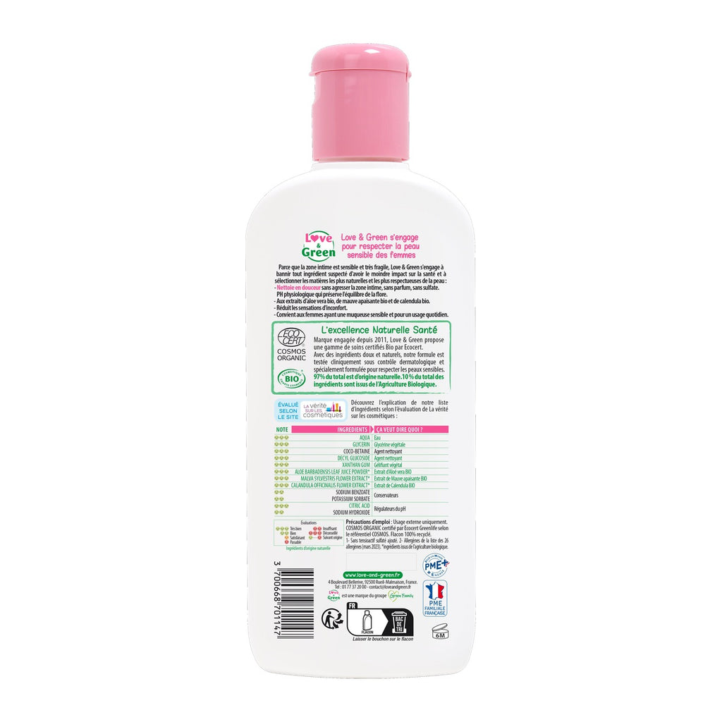 Certified Organic Soothing Intimate Cleansing Gel, Sulphate-Free, Fragrance-Free, 200ml