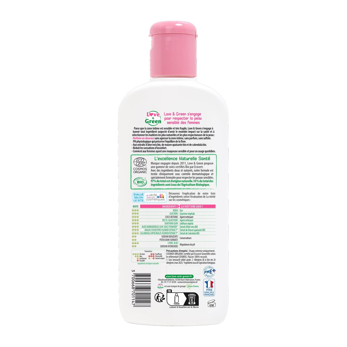 Certified Organic Soothing Intimate Cleansing Gel, Sulphate-Free, Fragrance-Free, 200ml