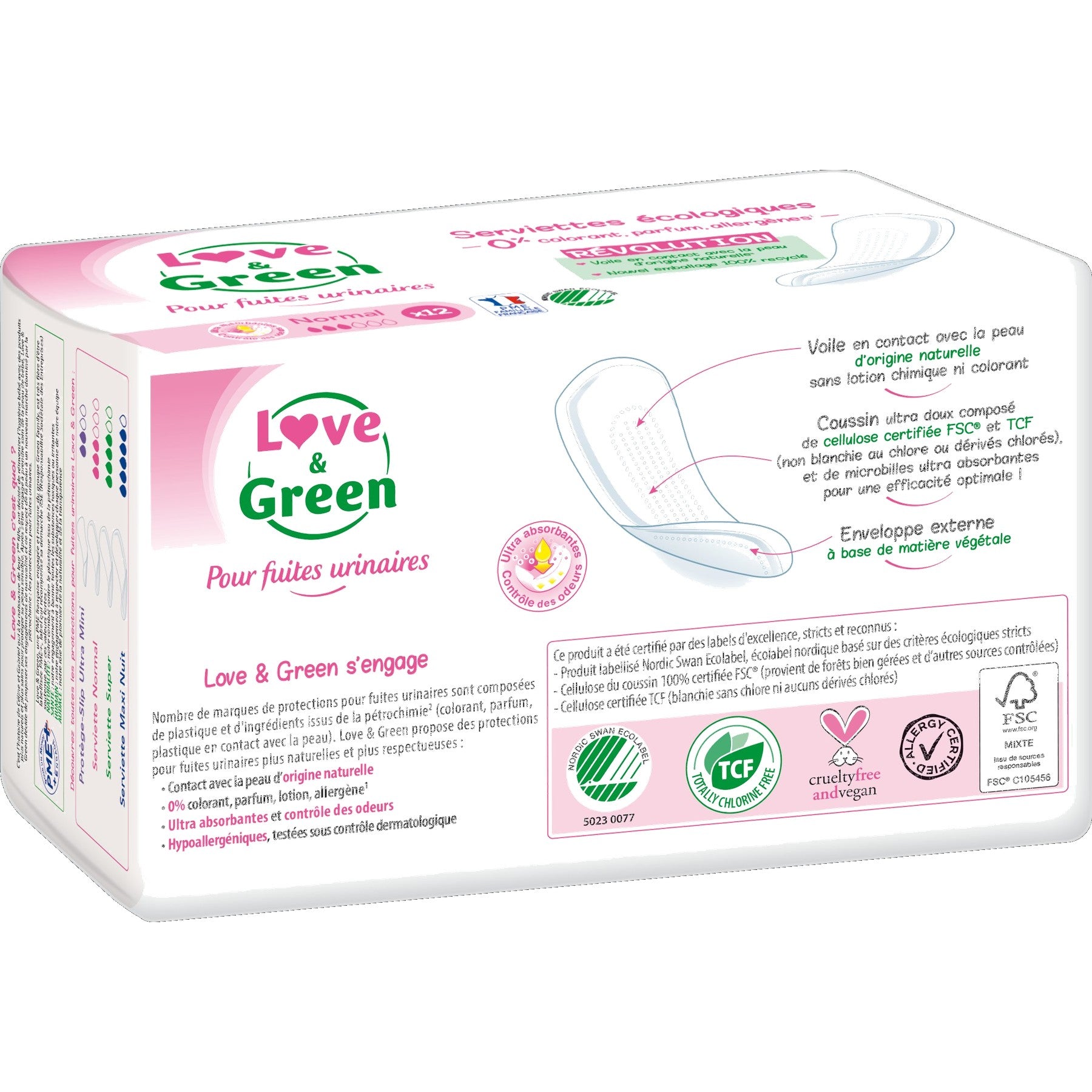 Hypoallergenic And Eco-Friendly Incontinence Pads "Normal" X 12