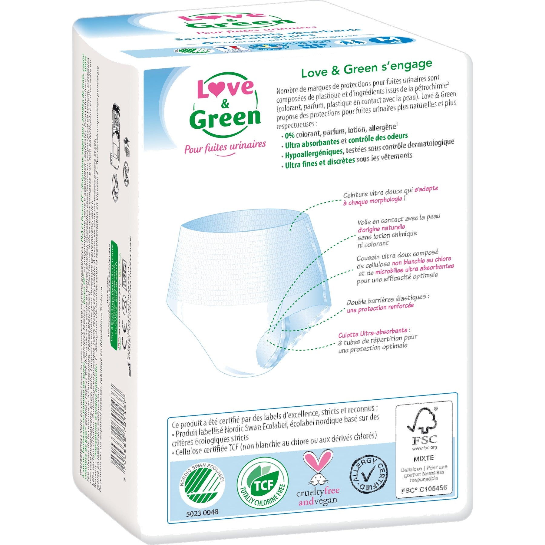 Sous-Vêtements Absorbants Adulte Hypoallergéniques Et Écologiques Plus Nuit "Taille M" X8
