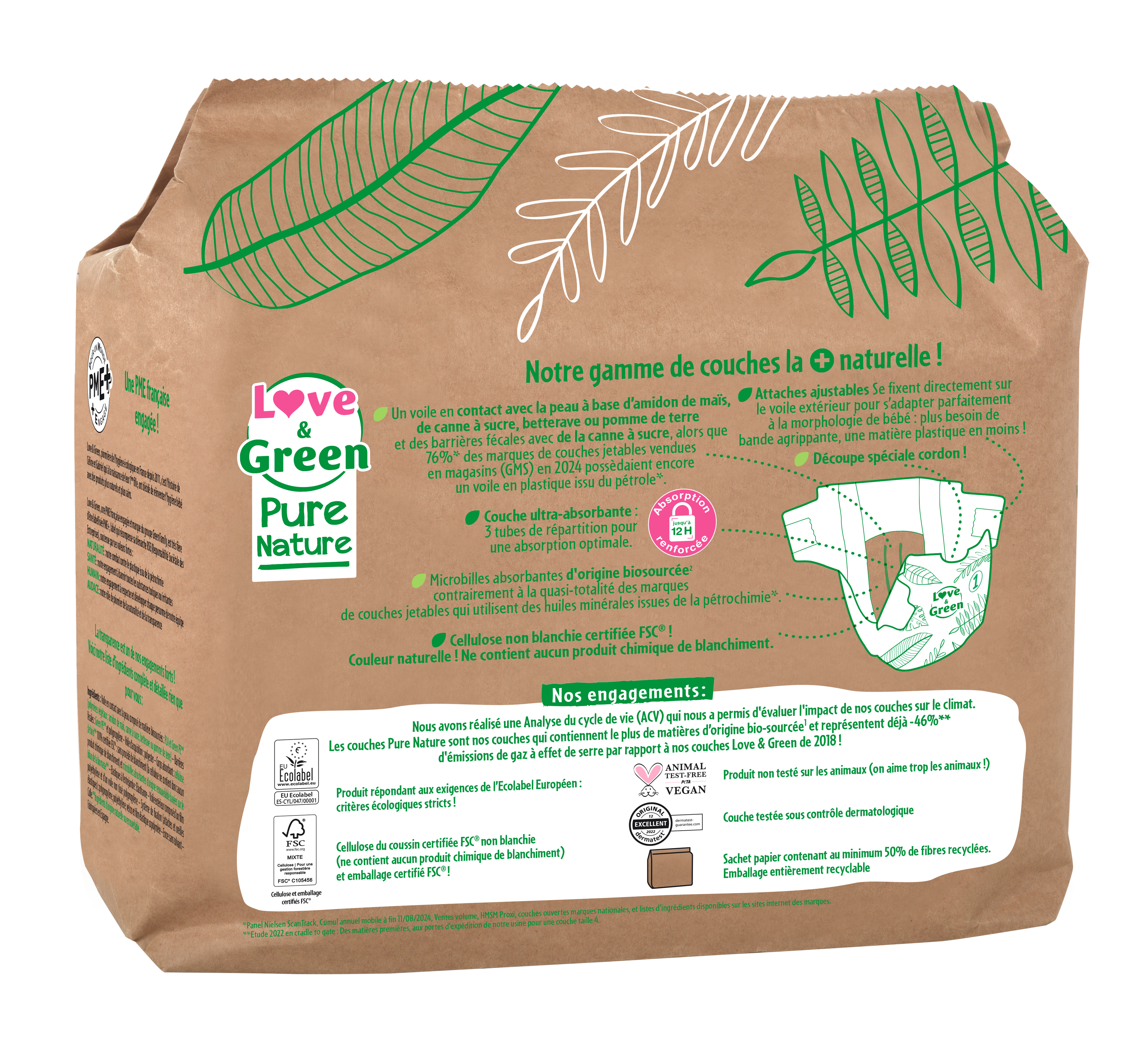 Pure Nature Unbleached Hypoallergenic And Eco-Friendly Nappies Size 1 X 32
