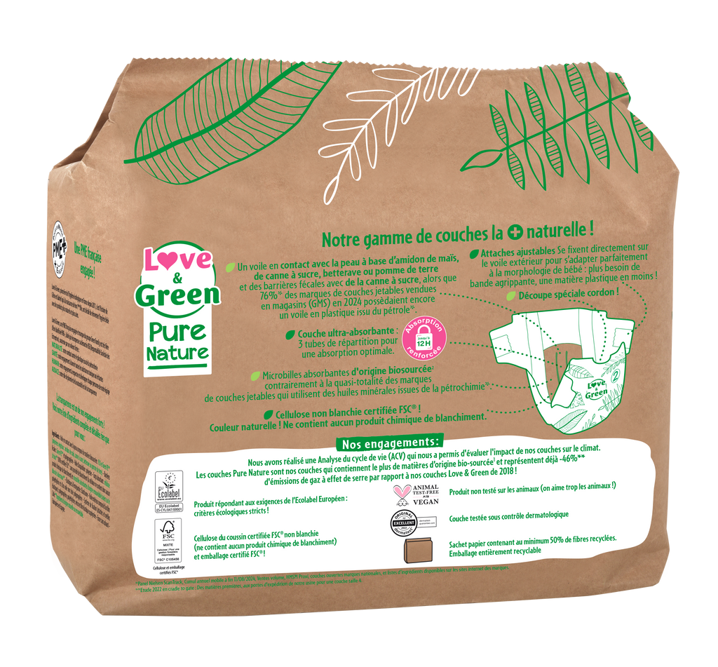 Pure Nature Unbleached Hypoallergenic And Eco-Friendly Nappies Size 2 X 35