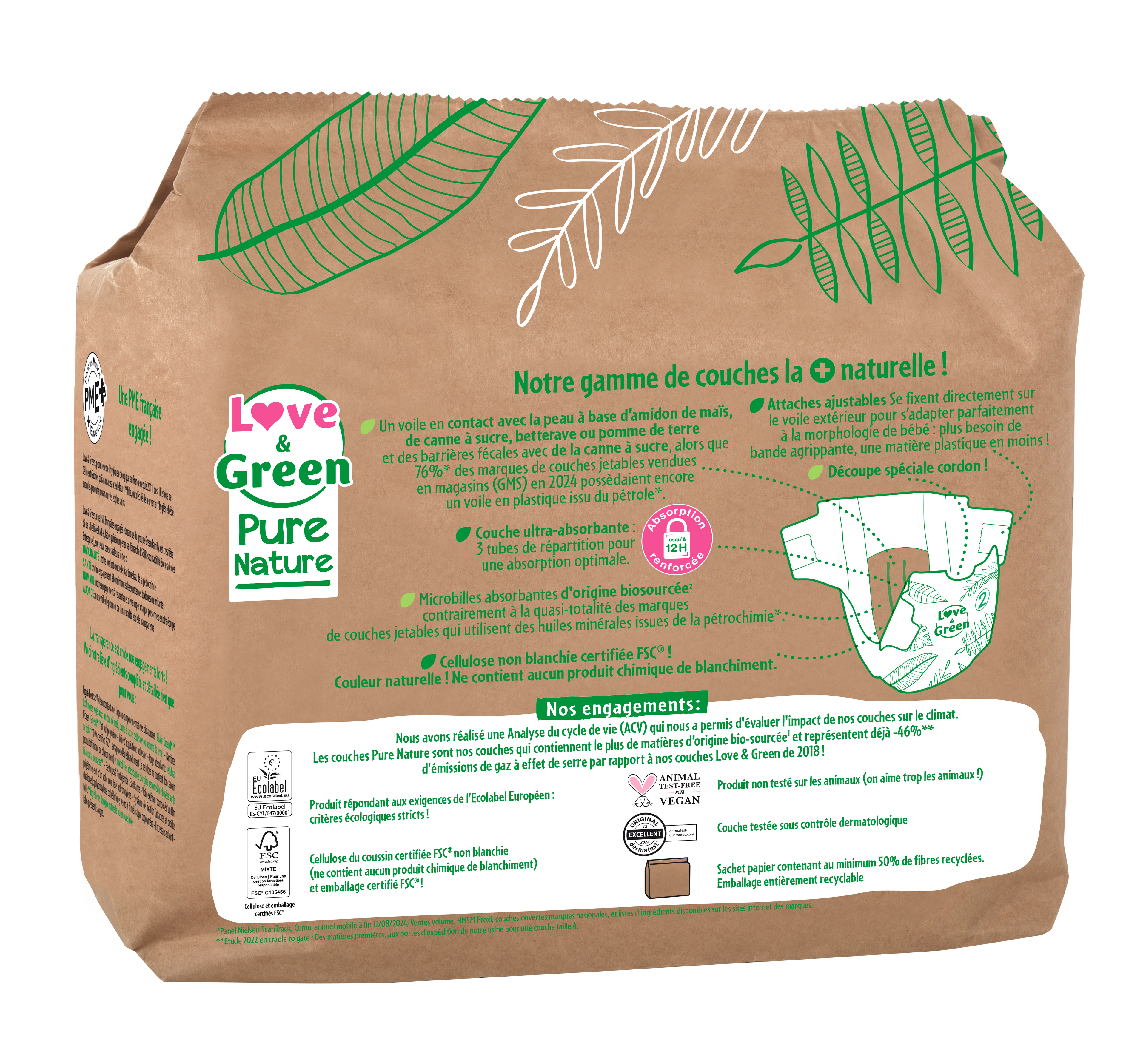 Pure Nature Unbleached Hypoallergenic And Eco-Friendly Nappies Size 2 X 35