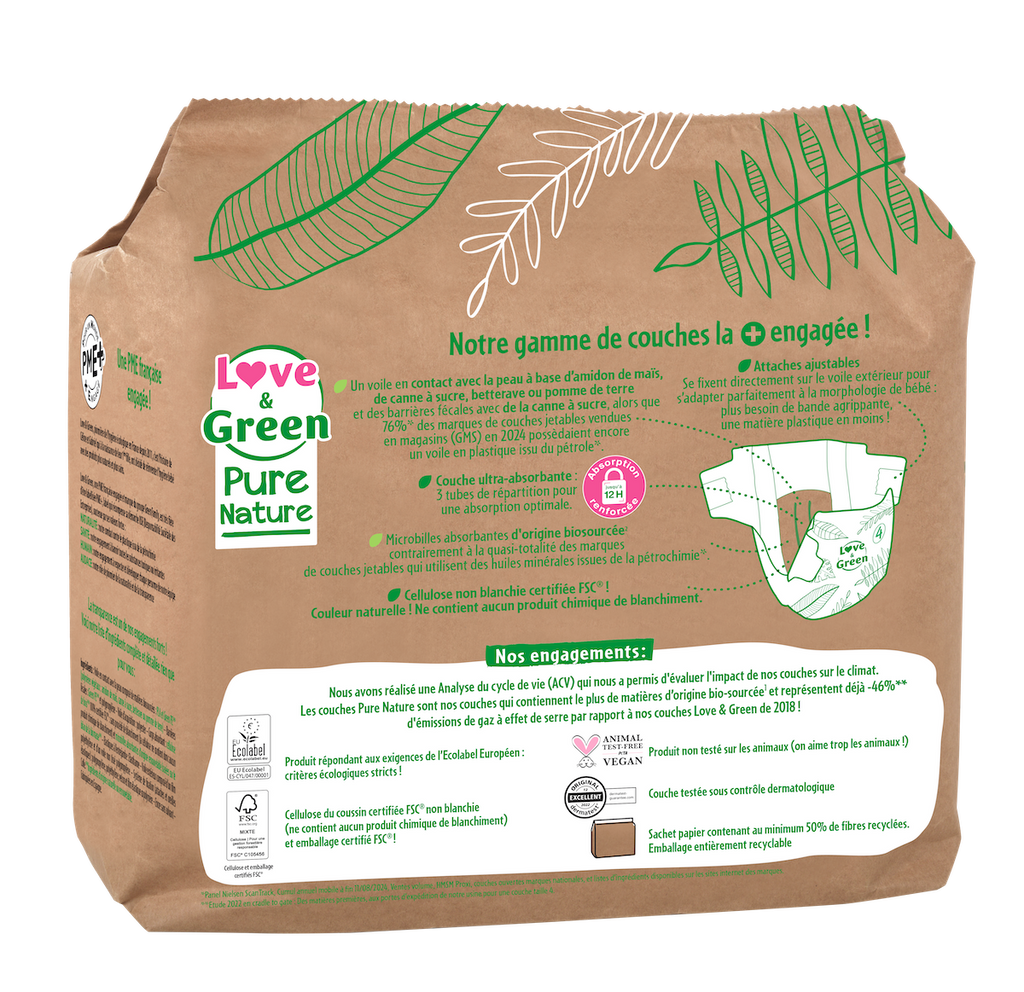 Pure Nature Couches Hypoallergéniques Et Écologiques Non Blanchies T4 X 38