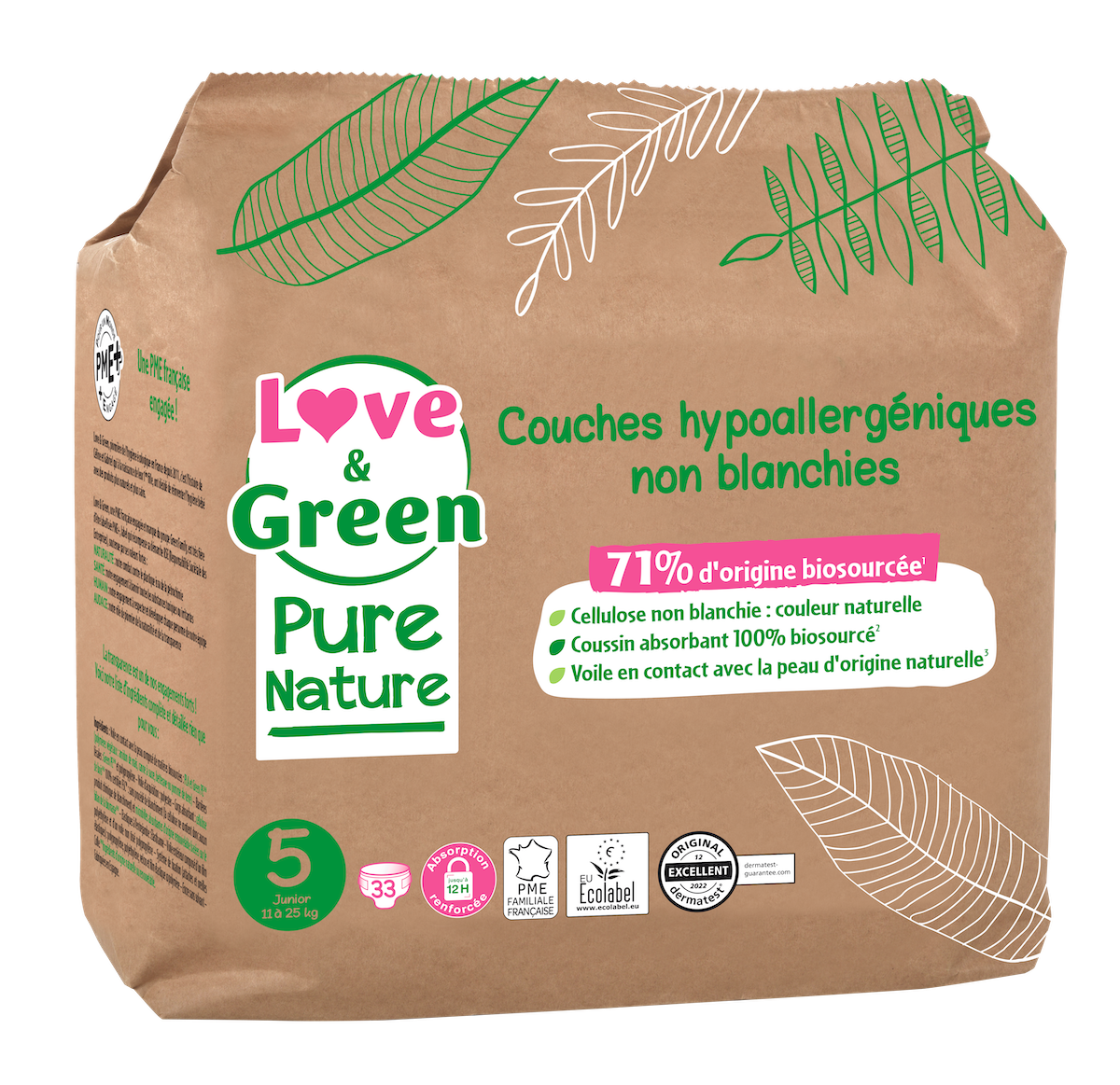 Pure Nature Couches Hypoallergéniques Et Écologiques Non Blanchies T5 X 33