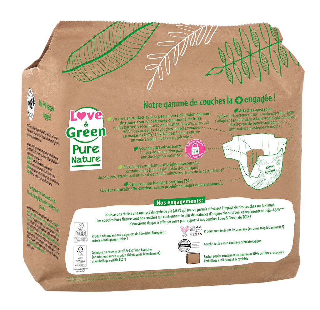 Pure Nature Couches Hypoallergéniques Et Écologiques Non Blanchies T5 X 33