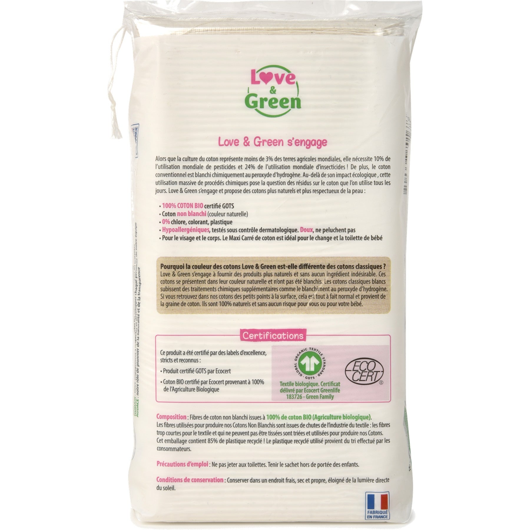Hypoallergenic Unbleached 100% Organic Cotton Maxi Pads - 70 Pads