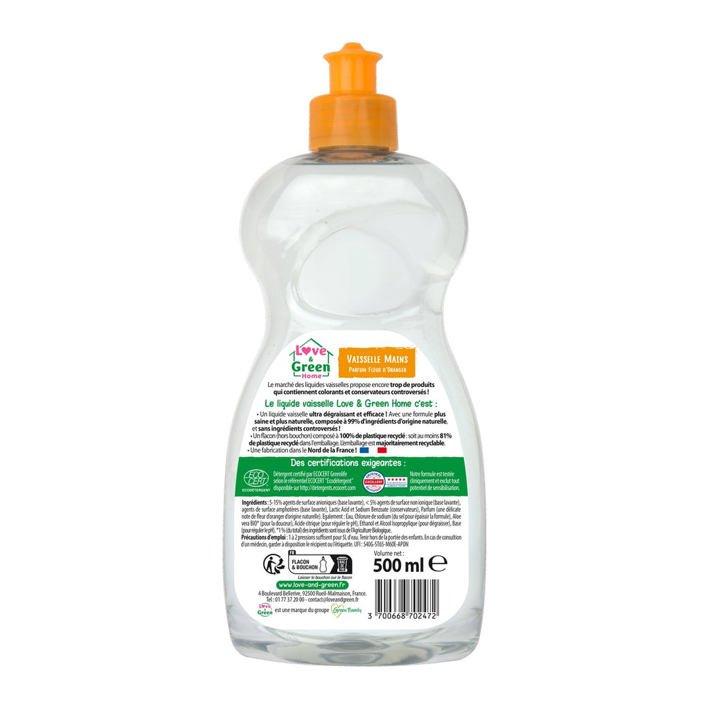 Home Washing-Up Liquid, Ultra-Degreasing Orange Blossom Scented - 500ml
