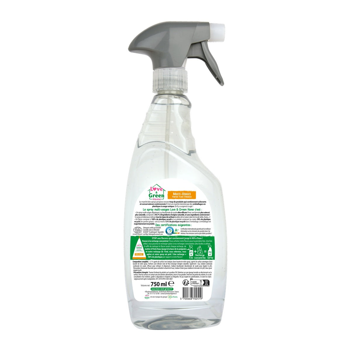 Home Spray Multi-Usage Rechargeable Parfumé Fleur D'Oranger - 750Ml