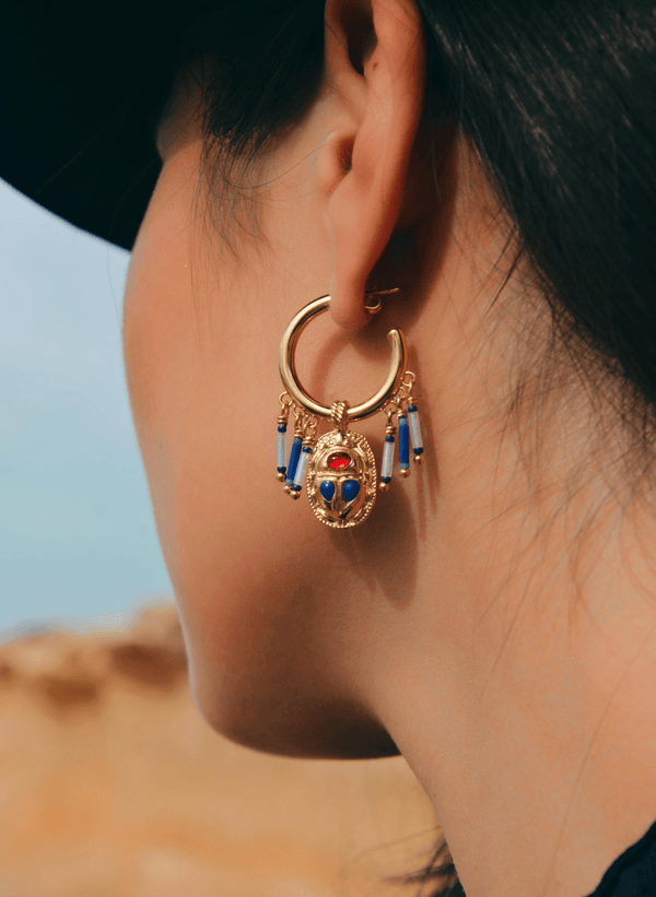 Valdo Hoop Earrings - Blue