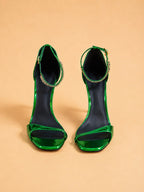 Ora Sandal In Green Mirrored Leather
