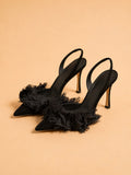 Ella Sling In Black Suede & Organza