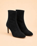 Roma Ankle Boot In Black Stretch Suede
