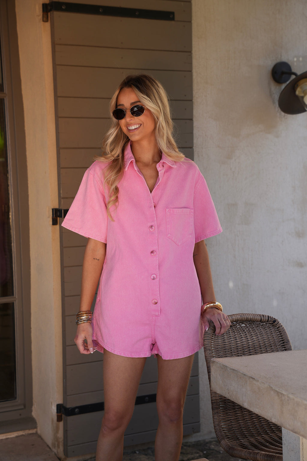 Combishort En Jean Justine - Rose