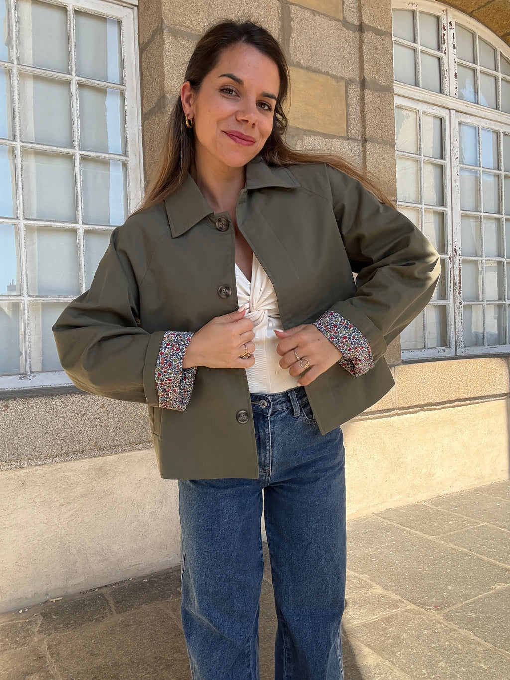 Chaqueta trench Edith de algodón Liberty caqui