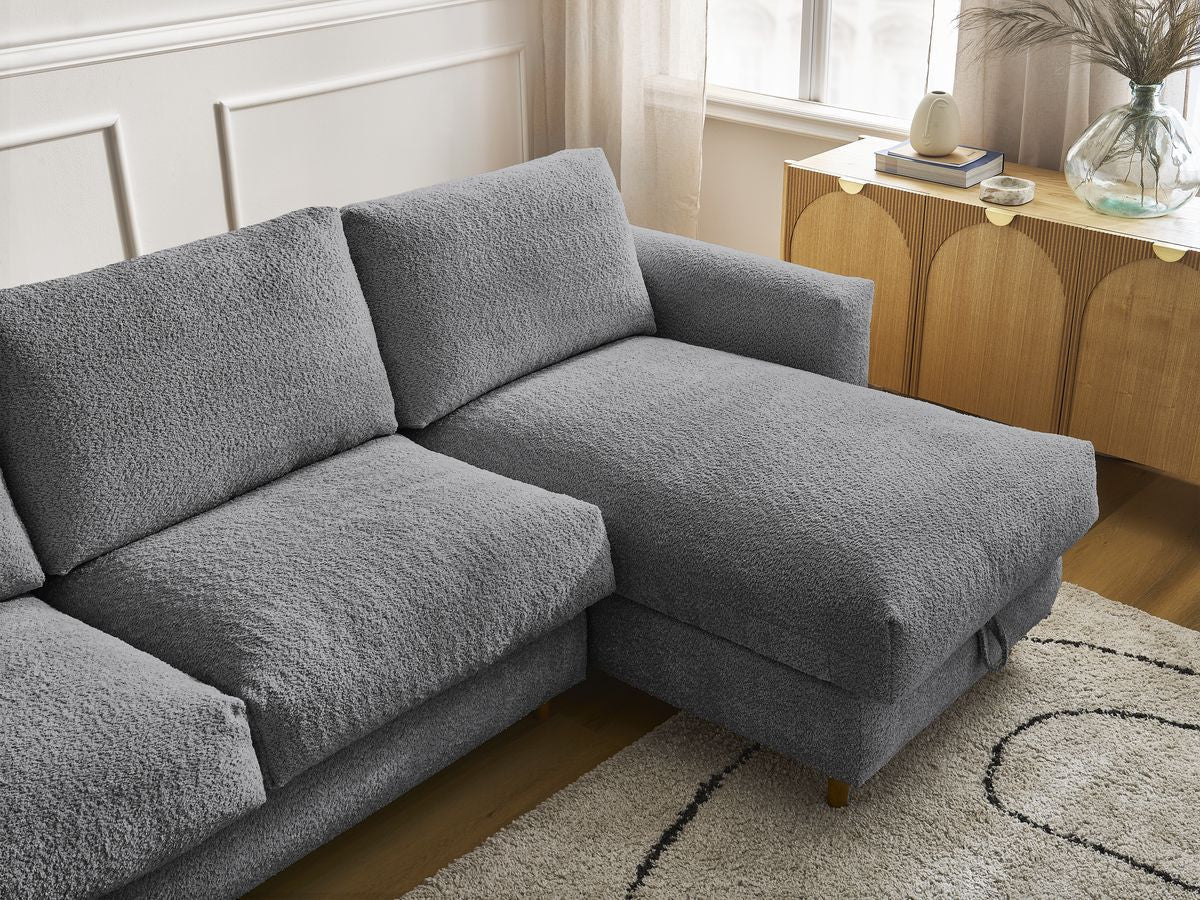 Cocoone - Canapé D'Angle Réversible Convertible Nouveau Ouverture Express - Tissu Bouclette