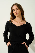 Pull Col V - Giusalet - Noir