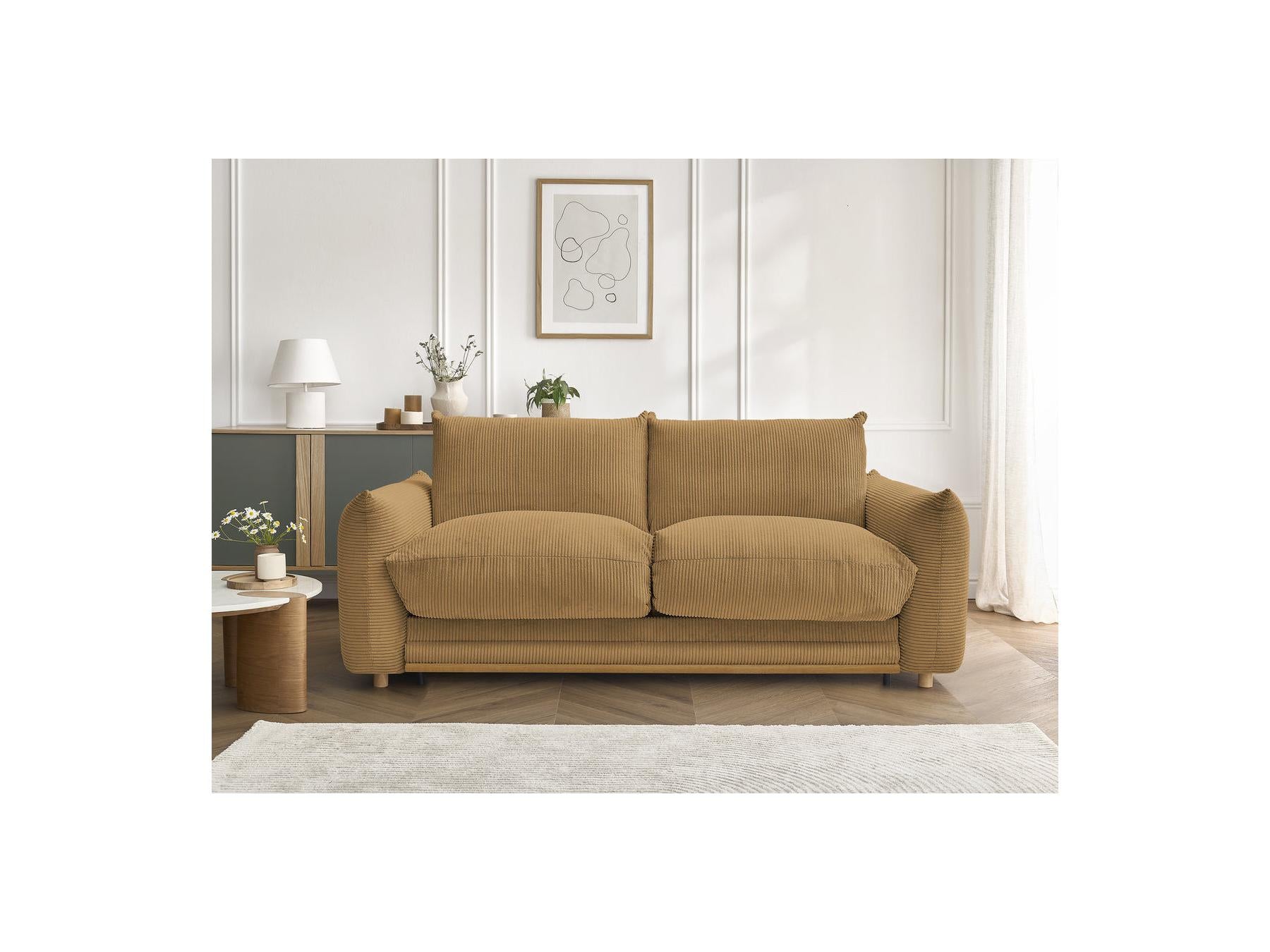 Ernest - Sofá recto convertible de 3 plazas - Tela de pana
