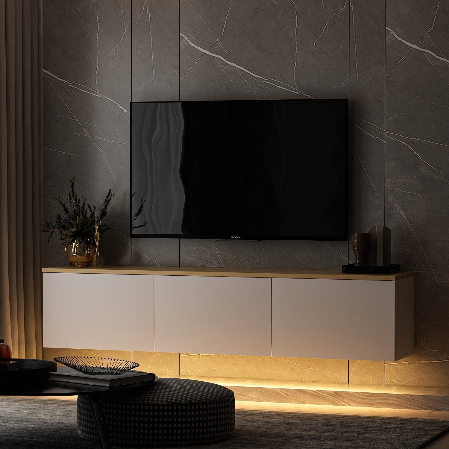 Meubles Tv Neon - Blanc / Chêne