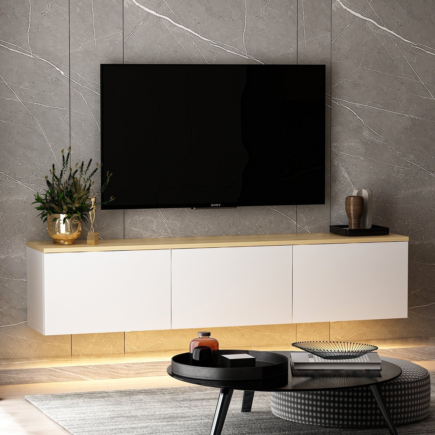 Meubles Tv Neon - Blanc / Chêne