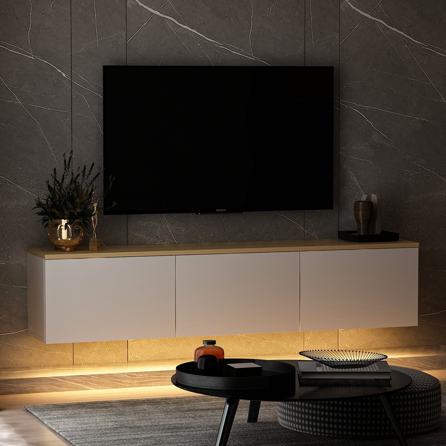 Meubles Tv Neon - Blanc / Chêne