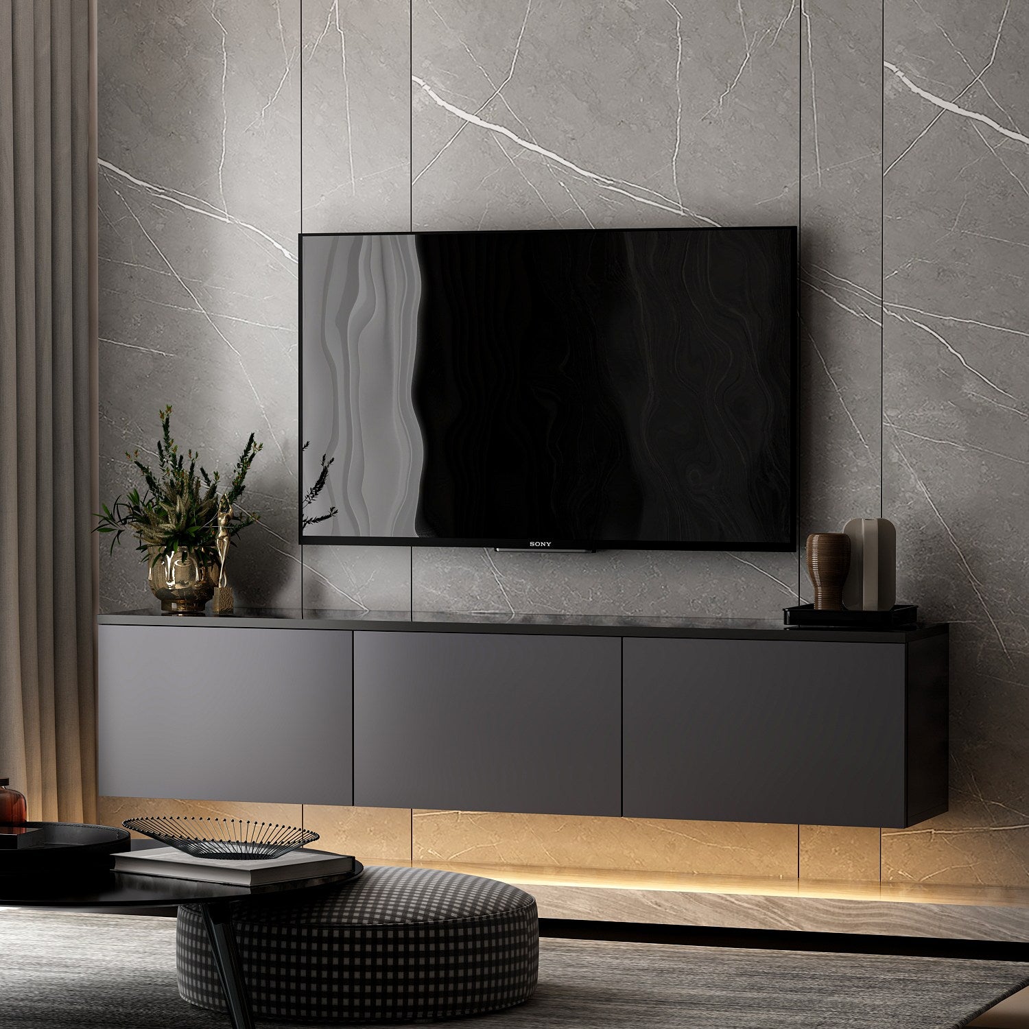 Muebles de TV Néon Lumineux - Antracita