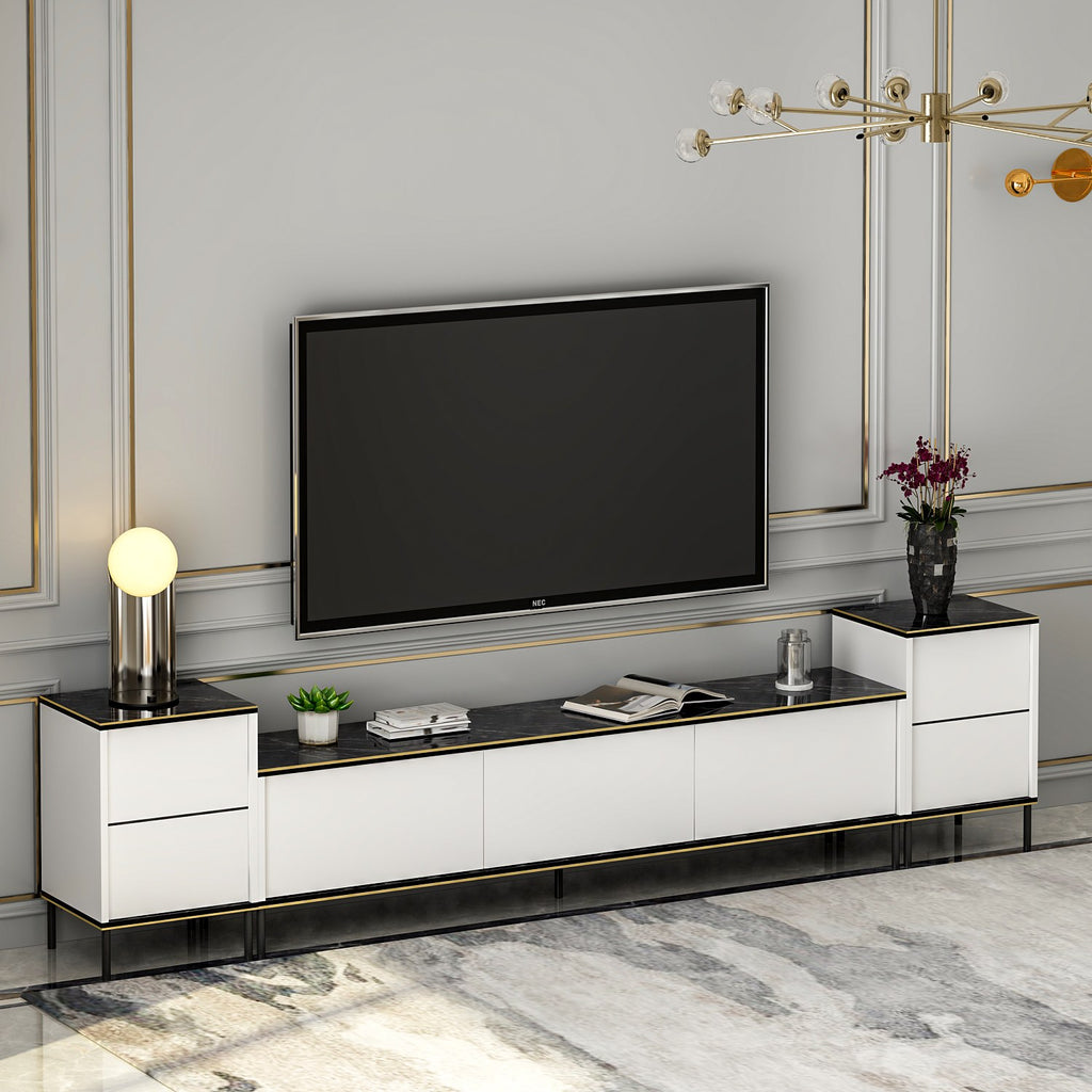 Meubles Tv Imaj - Blanc / Noir / Doré