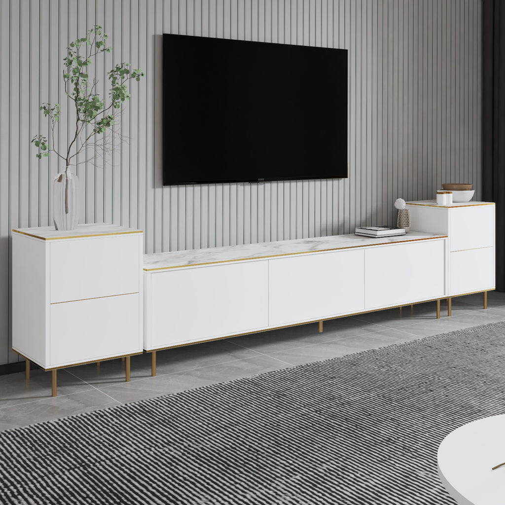 Meubles Tv Imaj - Marbre Blanc / Doré