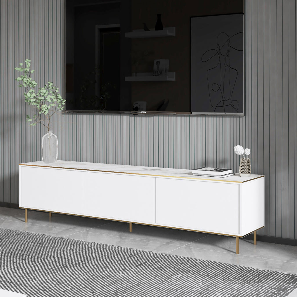 Meubles Tv Imaj - Marbre Blanc / Doré