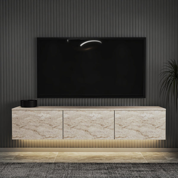 Mueble TV Neón Luminoso - Travertino
