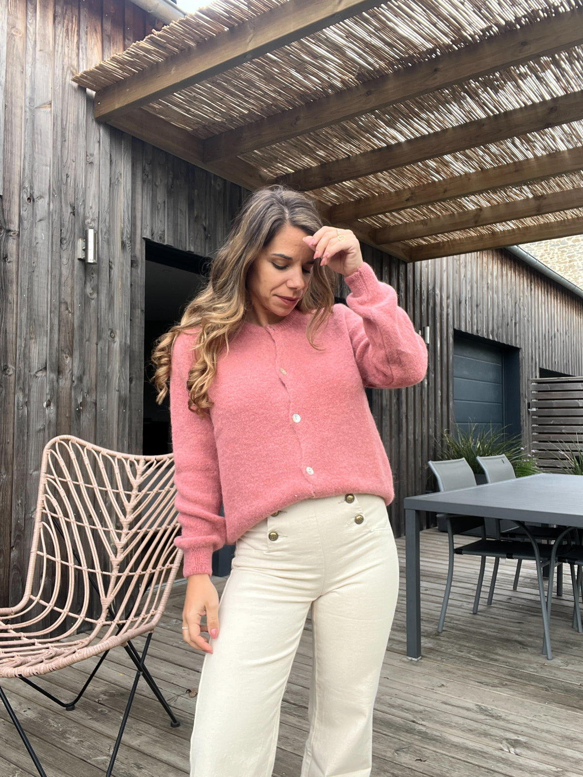 Léonie dusty pink wool knit
