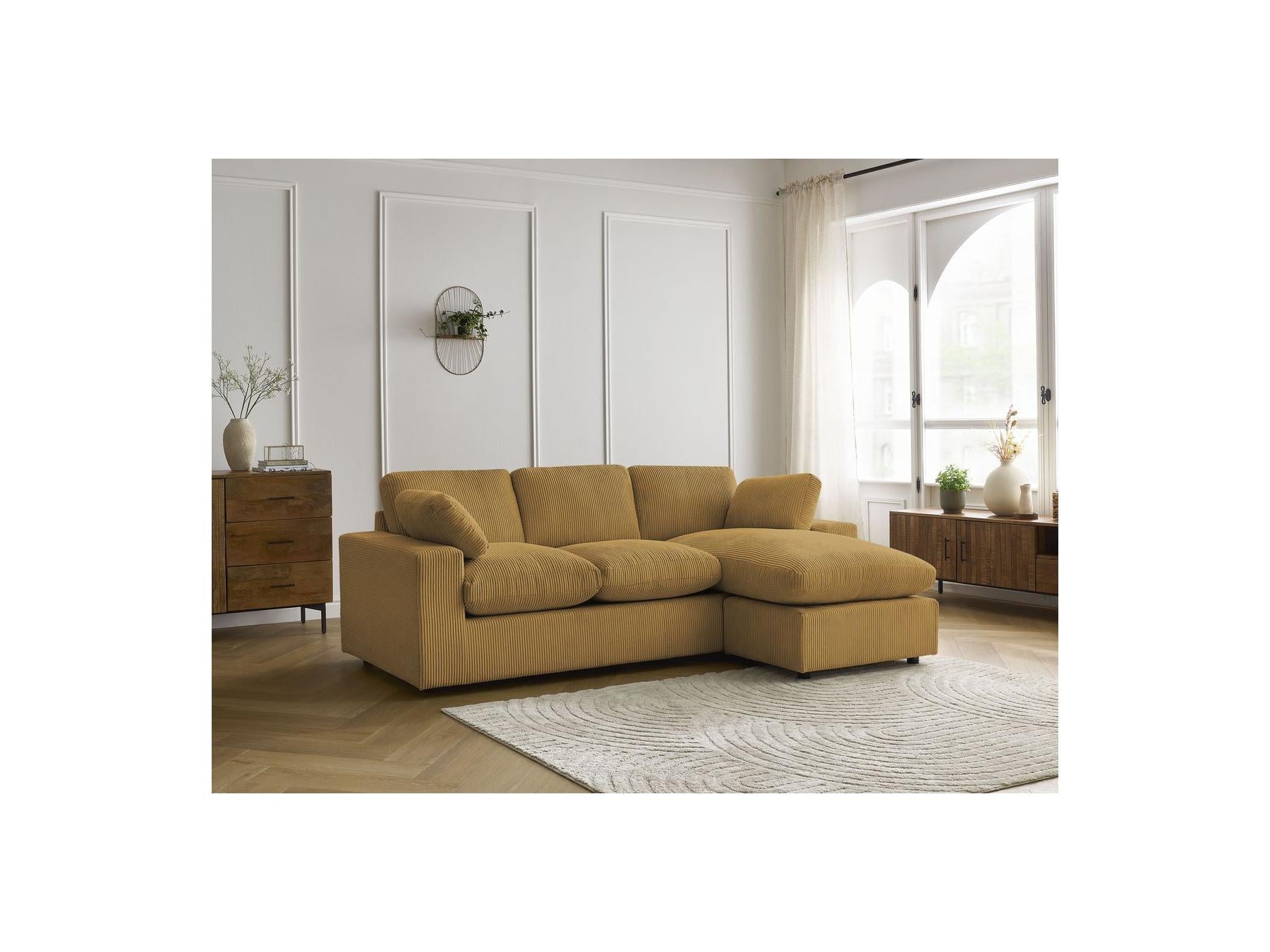 Belair - Sofá esquinero fijo compacto reversible - Pana