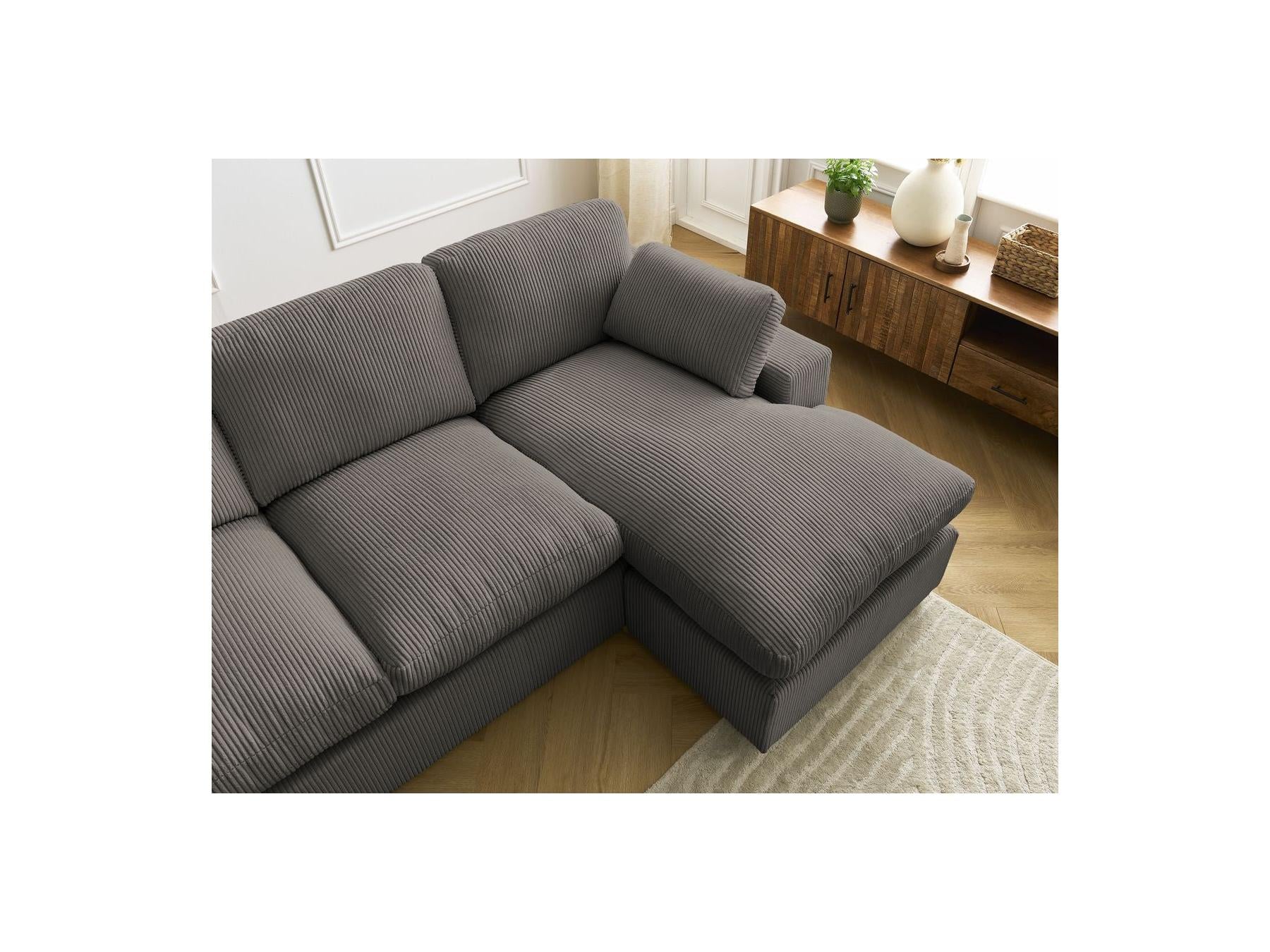 Belair - Sofá esquinero fijo compacto reversible - Pana