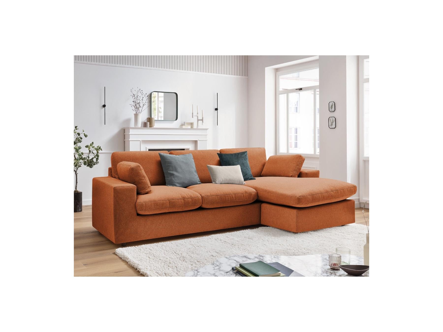 Belair - Sofá esquinero fijo reversible compacto - Tejido