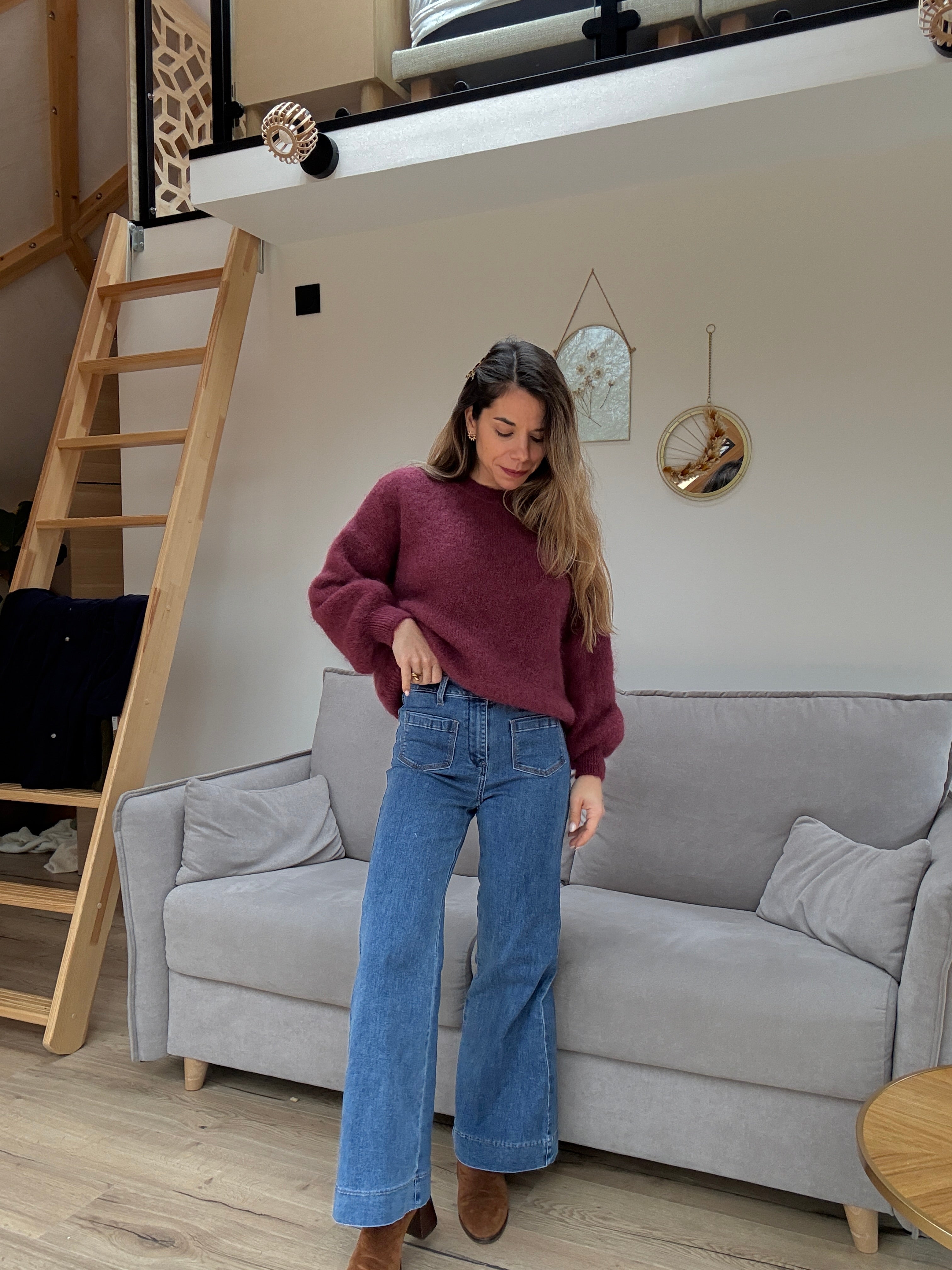 Gaia Burgundy Mohair And Wool Knit