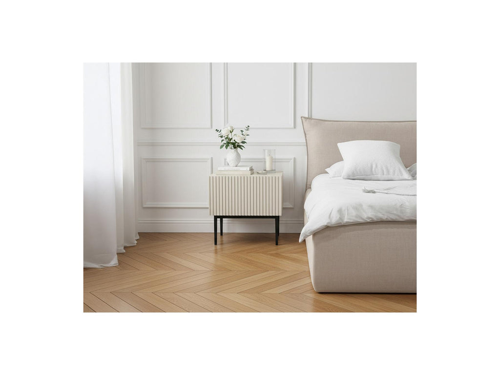Kasha - Set of 2 Bedside Tables with Drawer - Black Legs