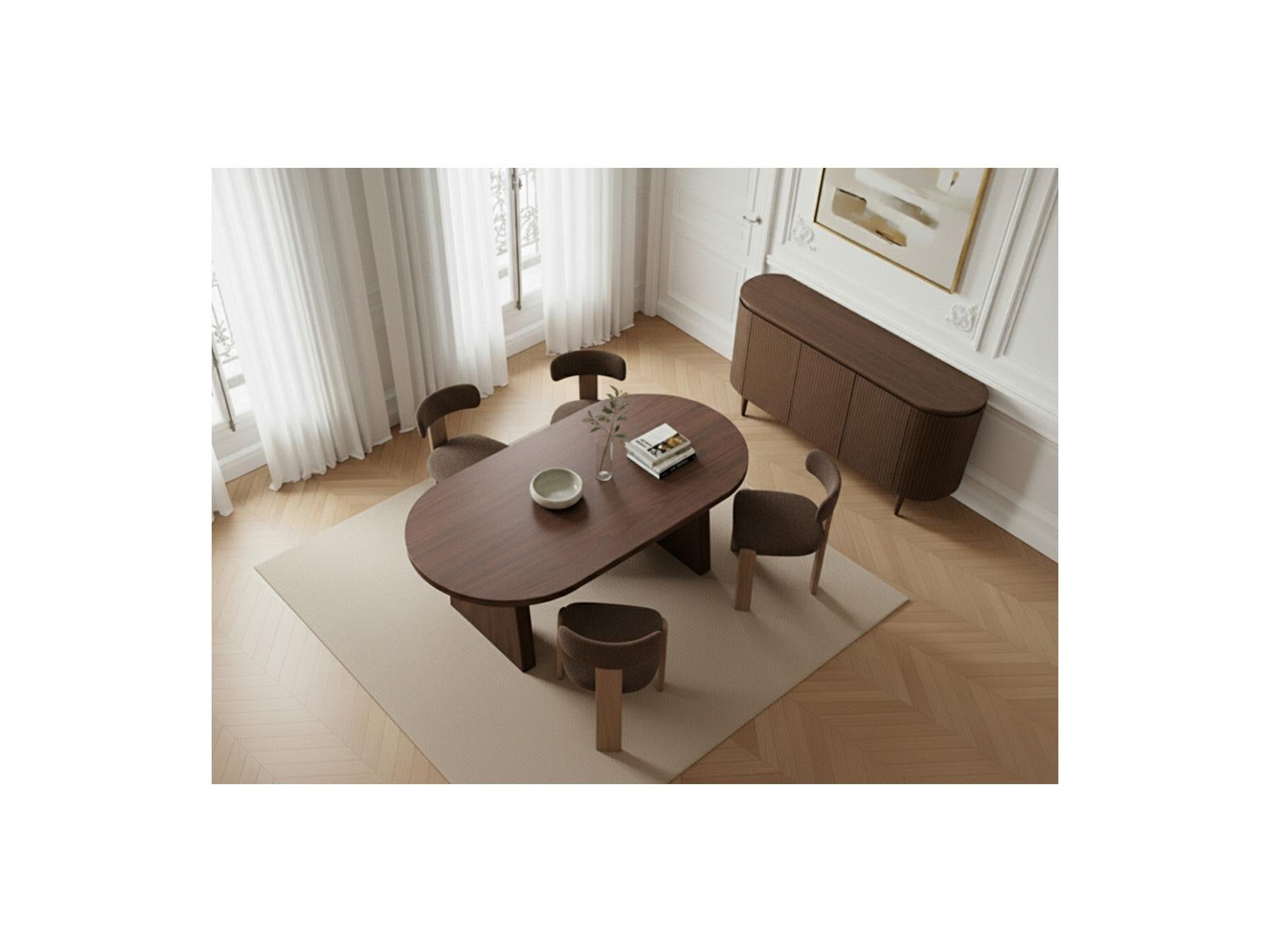 Pablo - Mesa de comedor ovalada - Chapa de nogal