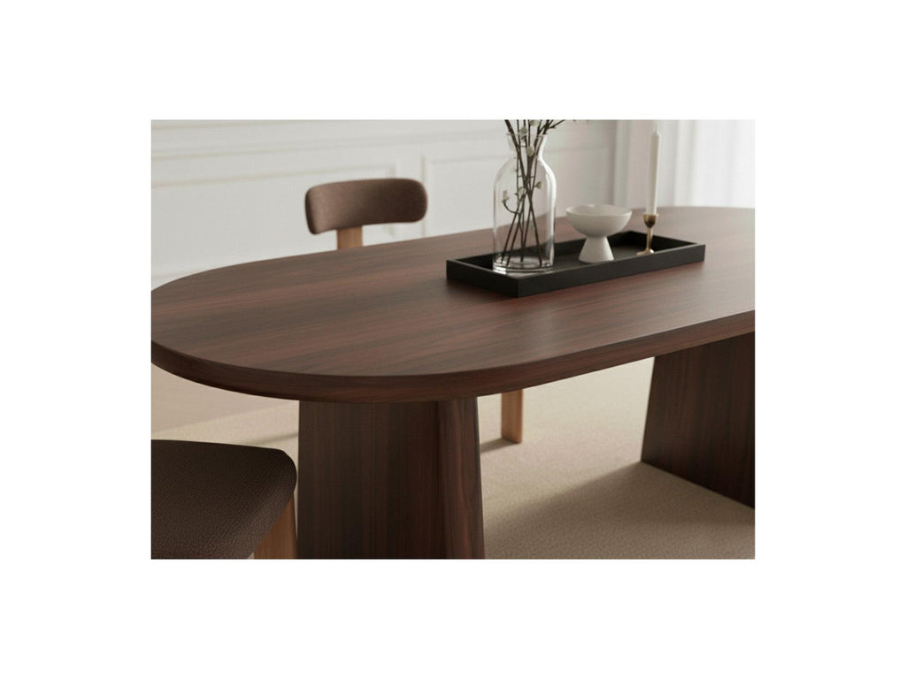 Pablo - Mesa de comedor ovalada - Chapa de nogal