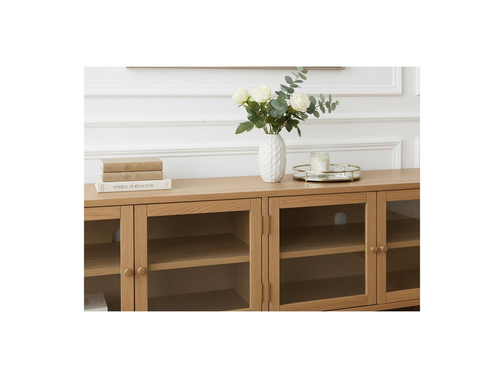 Carmen - Mueble de TV con 4 puertas - Chapa de roble macizo