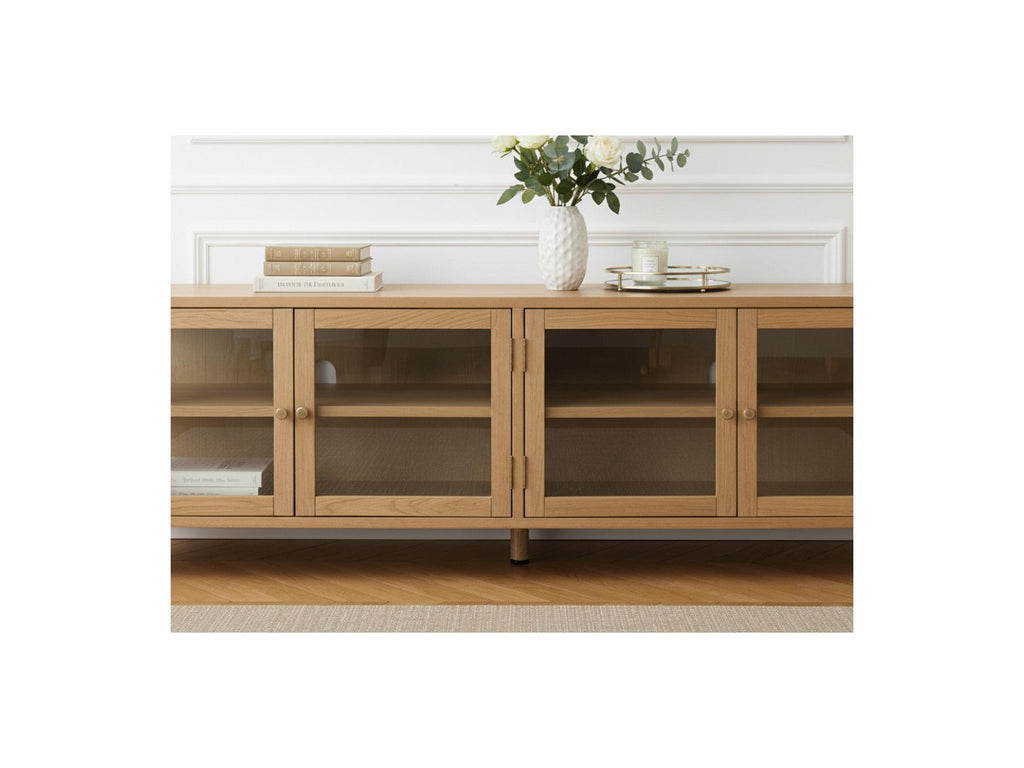 Carmen - Mueble de TV con 4 puertas - Chapa de roble macizo