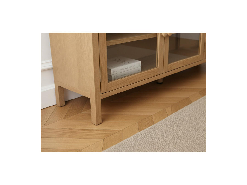 Carmen - Mueble de TV con 4 puertas - Chapa de roble macizo