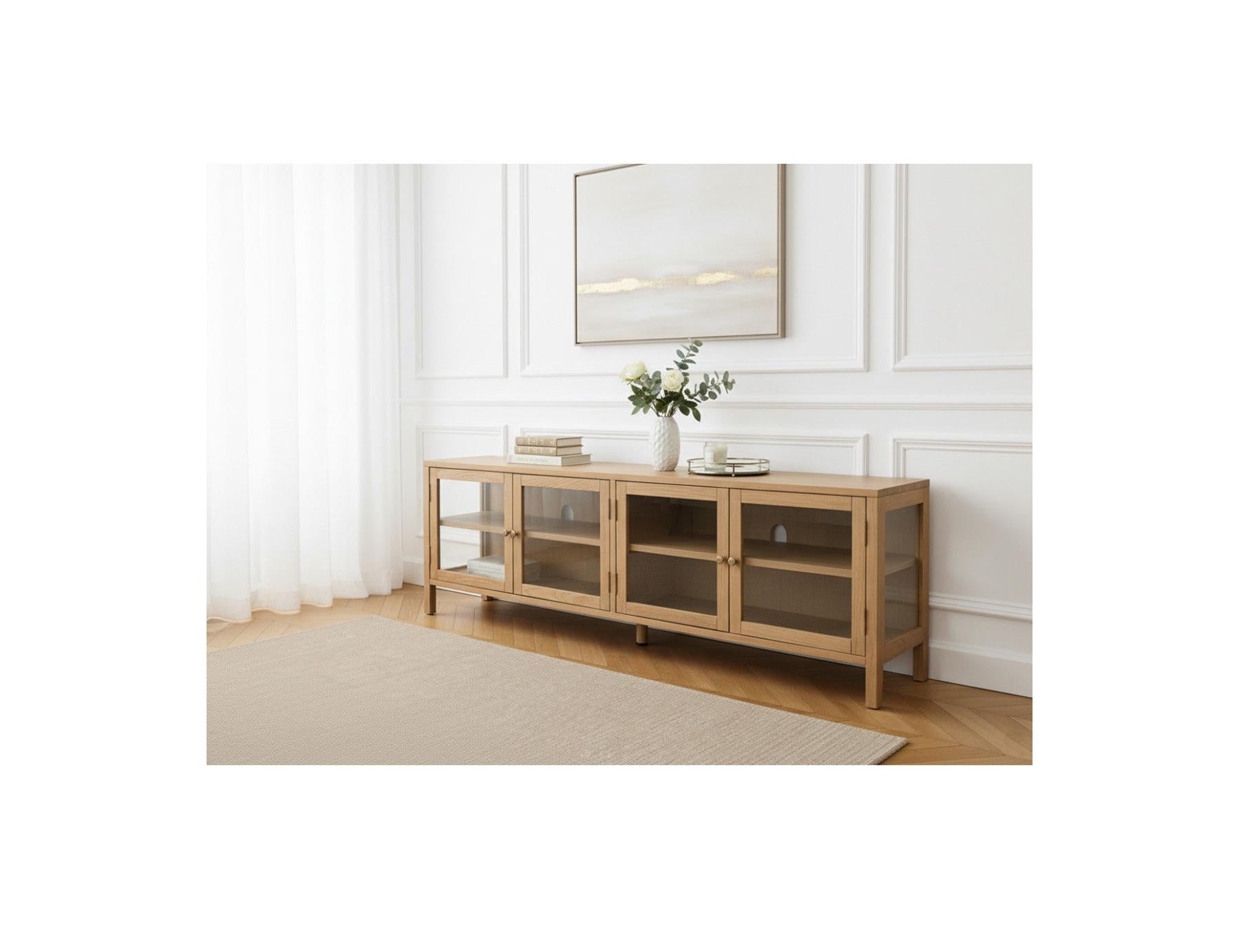 Carmen - Mueble de TV con 4 puertas - Chapa de roble macizo