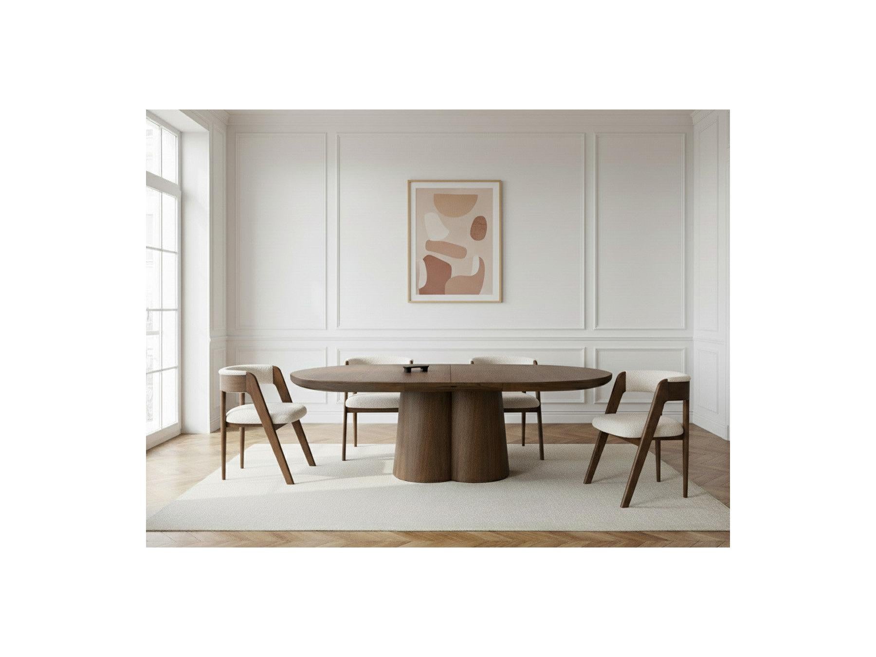 Sugiton - Mesa de comedor redonda extensible de 130 a 180 cm con chapa de roble macizo