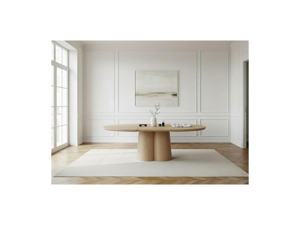 Sugiton - Mesa de comedor redonda extensible de 130 a 180 cm con chapa de roble macizo