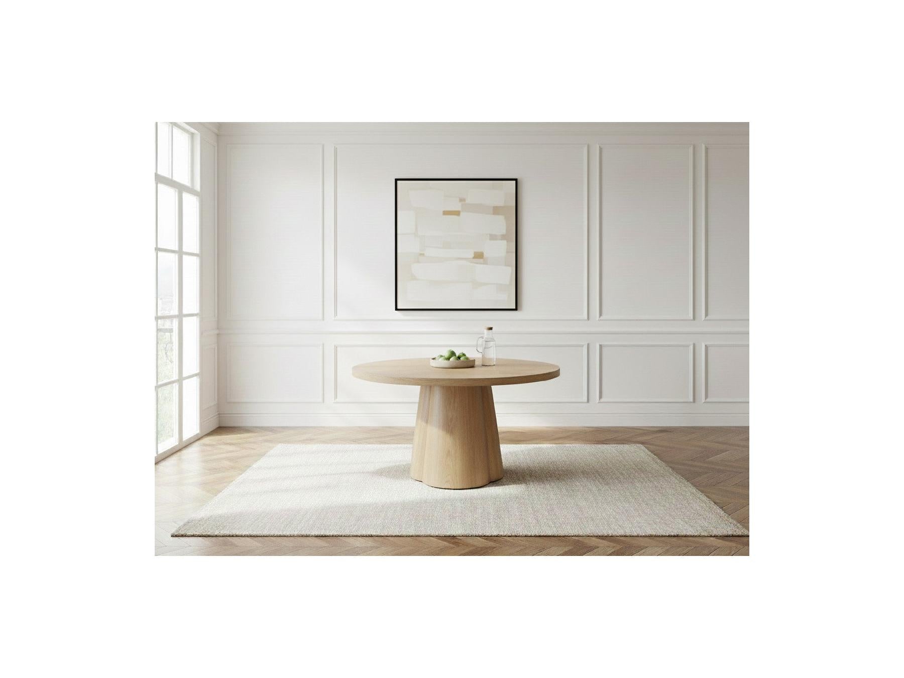 Sugiton - Mesa de comedor redonda extensible de 130 a 180 cm con chapa de roble macizo