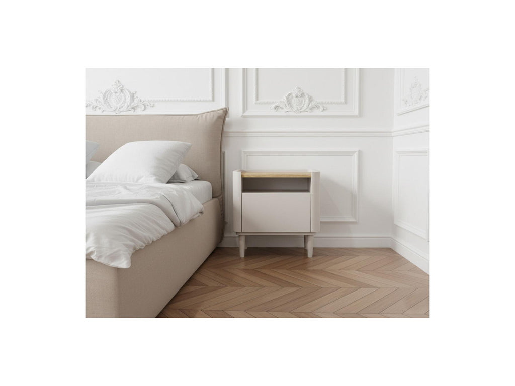 Anyra - Lote de 2 mesitas de noche 1 cajón - Patas de madera maciza